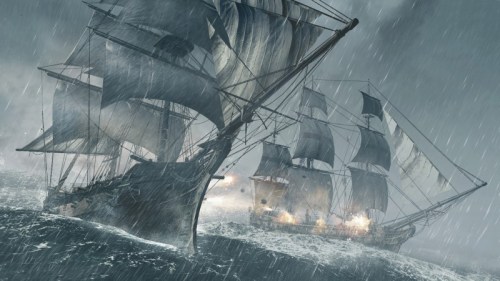 barcos na tempestade